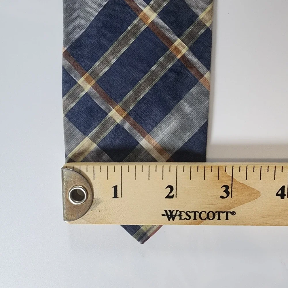 Polo Ralph Lauren Men's Tie Blue Brown Made in Italy Cotton Necktie Handmade Vtg